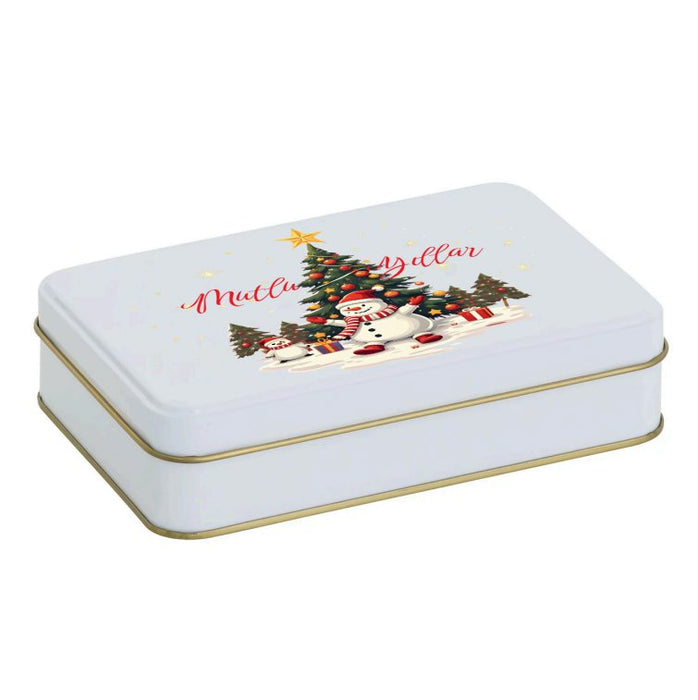 Yılbaşı Temalı Beyaz Dikdörtgen Metal Kutu | 336  Adet