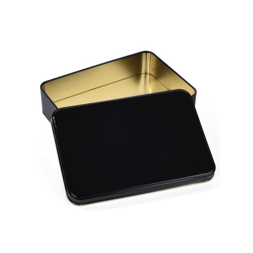 siyah mat içi gold geçme kapaklı metal kutu